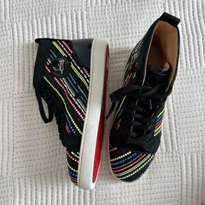 Christian Louboutin Black Beaded High-Tops with Red Soles